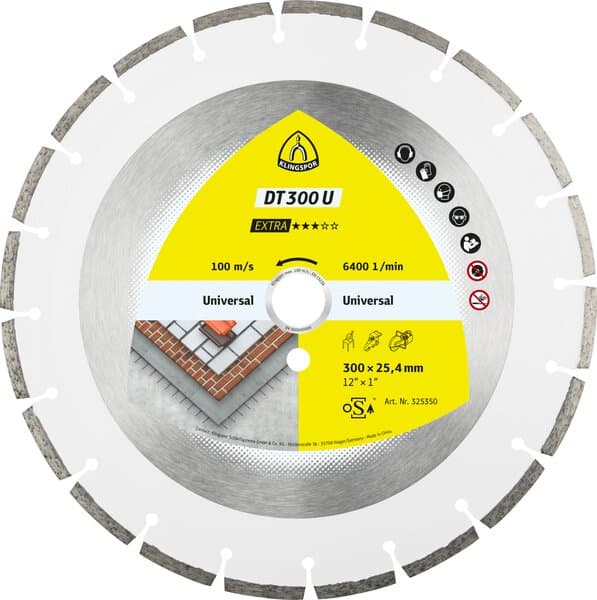 Disc diamantat de debitare DT300 U Extra pentru materiale de constructii si beton, 115X22.23 mm, Klingspor DK115U