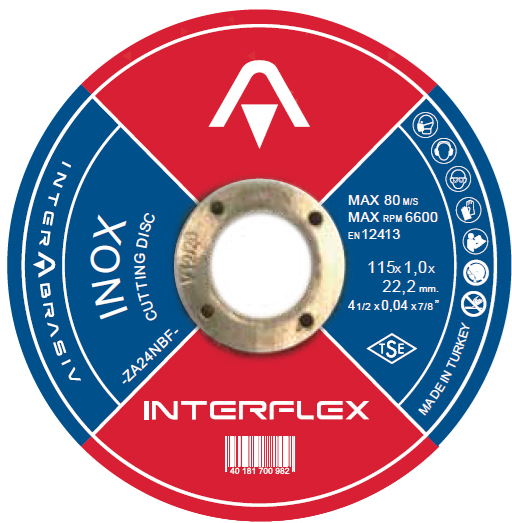 Disc de debitare pentru inox si otel Interflex, 115X1X22.23 mm, Interabrasiv U4079111010