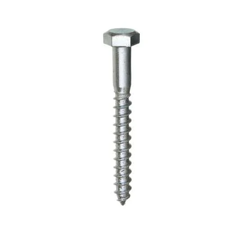 Surub pentru lemn, cu cap hexagonal, DIN 571, zincat alb, 10x60mm