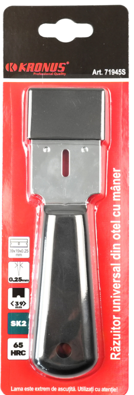 Razuitor universal KRONUS din otel, cu maner, lama 39 mm, lungime 165 mm