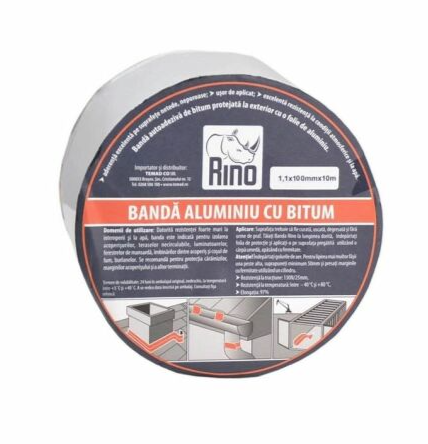 RINO Banda aluminiu cu bitum 1,1mmx75mmx10m
