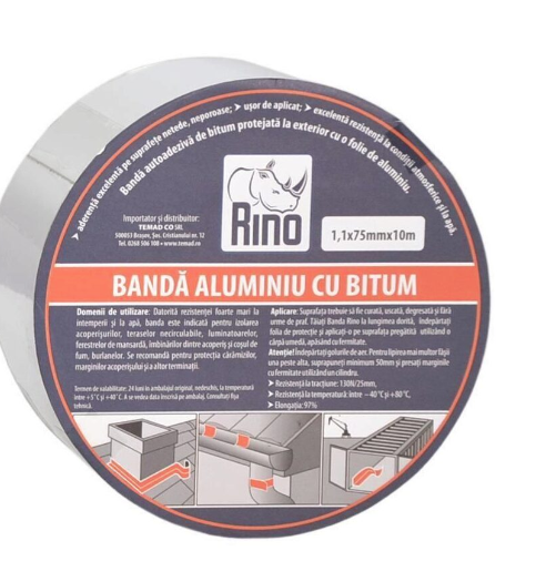 RINO Banda aluminiu cu bitum 1,2mmx100mmx10m